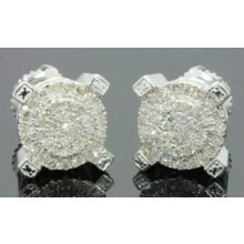 Gold Square Zircon Stud Earrings for Men and Women 1 Pair