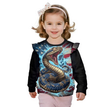 Girls Ruffle Shoulder Sweatshirt Long Sleeve Crewneck