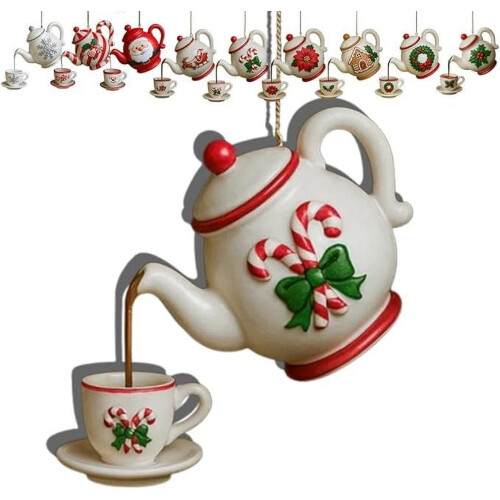 Teapot Ornament Holly Berry Christmas Decor 1