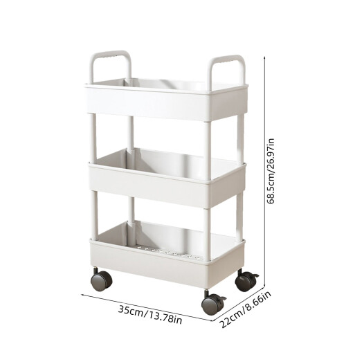 3-Tier Rolling Kitchen Storage Cart with Armrests 2