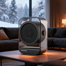 Compact Desk Space Heater 9x8in 90 Adjustable Black