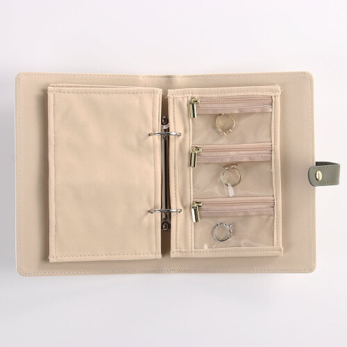 Leather Portable Storage Book with Transparent Pouches and 1
