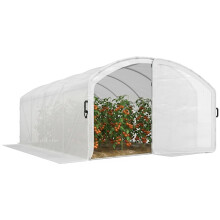 Polytunnel Greenhouse Walk-in Grow House with UV-resistant PE Cover, Door, Galvanised Steel Frame, 4 x 3 x 2m, White