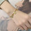 Gold Plated Beaded Queen Charm Bracelet Bangle 3