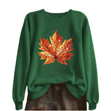 Women's Crewneck Sweatshirt Fall Leaf Graphic Long Sleeve