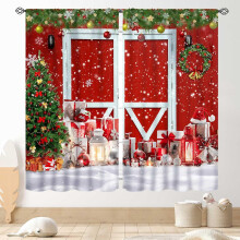 Christmas Tree Curtains Red Snowflakes 2 Panels 84x84 Inch