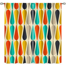 Rideaux géométriques abstraits de style moderne du milieu du siècle (2 panneaux)