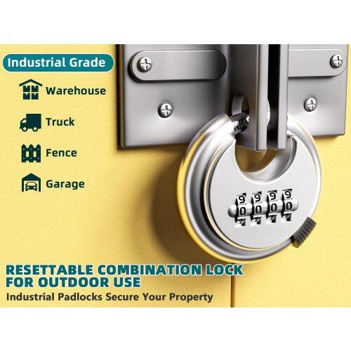 4-Digit Outdoor Disc Combo Lock Heavy Duty Weatherproof 1