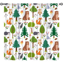 Jungle Animal Curtains Woodland Pattern Rod Pocket Thermal