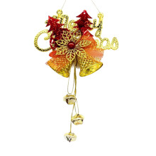 Lighted Christmas Bell Ornament with Holly Berry Red Yellow