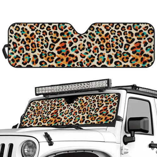 Cheetah Leopard Print Windshield Sun Shade for Jeep 1