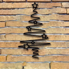 Black Metal Christmas Tree Wall Art Star Decor