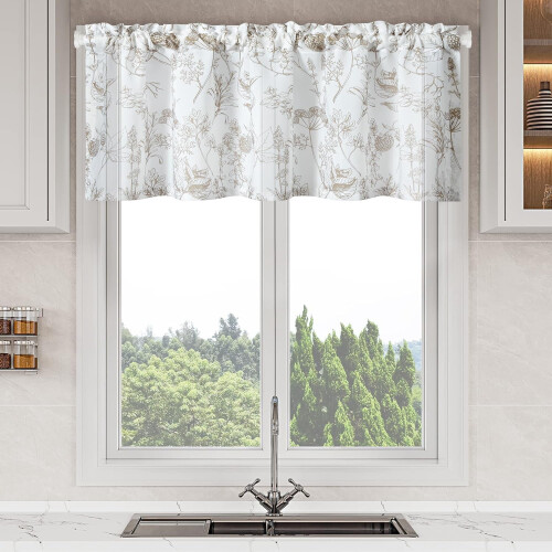 Semi-Sheer Kitchen Curtain Valance Brambleberry Pattern 1