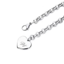Sterling Silver A-Z Heart Charm Bracelet for Women
