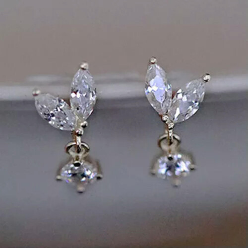 925 Silver Cubic Zirconia Drop Earrings 1 Pair 1