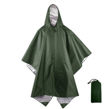(A1) Military Hooded Rain Poncho 3 In 1, Tent Rain Cover For Hiking Motorcycle Outdoor