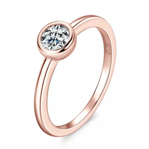 Moissanite Ring Sterling Silver Solitaire 0.5 Ct