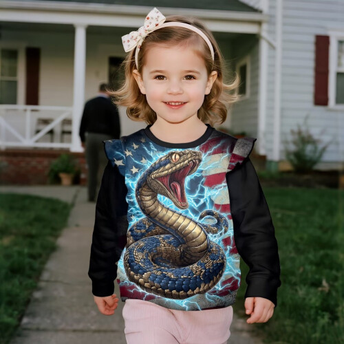 Girls Ruffle Shoulder Sweatshirt Long Sleeve Crewneck 2