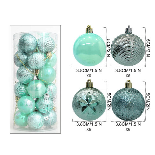 Christmas Ornaments Plastic Balls 24pcs Red Green White 2