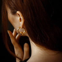 Women's 18k Gold Plated Hoop Earrings Heart Design