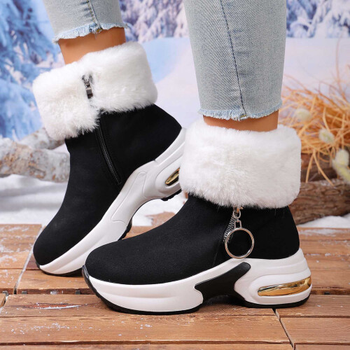 Women's Winter Snow Boots Pointed Toe Black Size 8 1