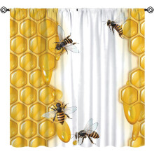 Yellow Honeycomb Bee Curtains Rod Pocket Thermal 2 Panels