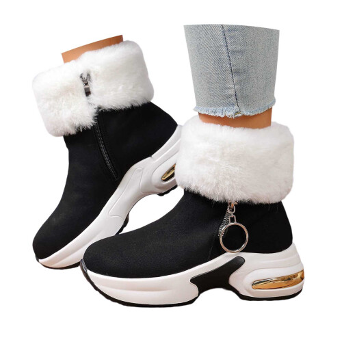 Women's Winter Snow Boots Pointed Toe Black Size 8 2