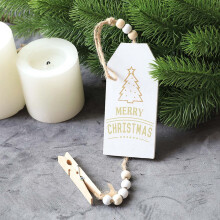 Wooden Blue Christmas Tree Pendant Nordic Style
