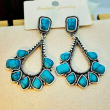 Boho Drop Earrings for Women 925 Silver with Tourmaline 1