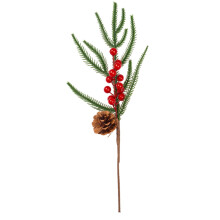 15 inch Christmas pine cone and red berry picks for wreaths