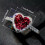 Heart Cut Cubic Zirconia Ring Silver Plated Size 5-12 Red 1