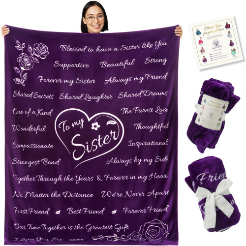 Sister Gift Silver Throw Blanket 65x50 Inches