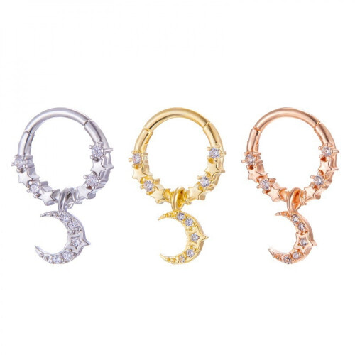 Titanium Micro Cubic Zirconia Nose Hoop Ring 1pc 1