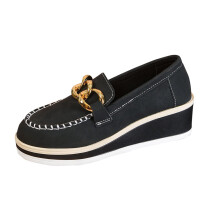 Black Women's Round Toe Suede Slip-On Flats Comfort Low Heel