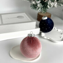 Brown Velvet Christmas Ball Ornament 3.15 inch