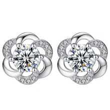 925 Sterling Silver Stud Earrings Cubic Zirconia 1 Pair