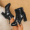 Women's Ankle Boots Black PU Casual Mid Heel Pointed Toe 2