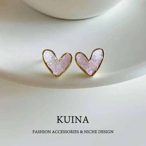 Pink Crystal Love Earrings Sterling Silver Small