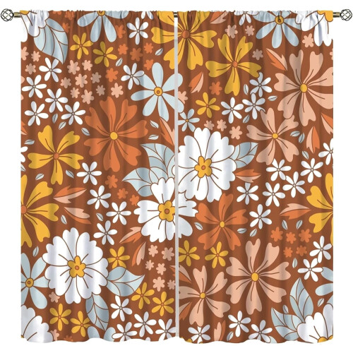 Floral Curtains Boho Daisy 2 Panels 55x39 in