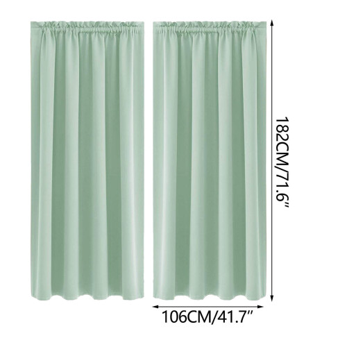 Curtains Heat Insulation 41x71 Inch Green Solid Color 1
