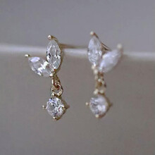 925 Silver Cubic Zirconia Drop Earrings Gold