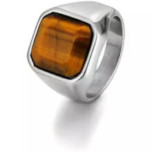 Men's Stainless Steel Tiger Eye Ring Red Black
