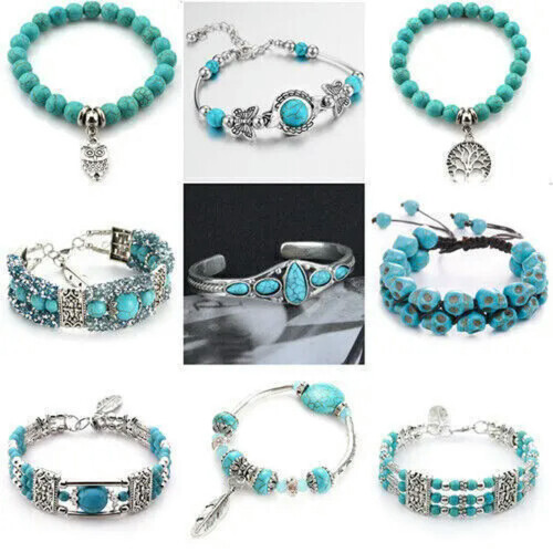 925 Silver Tibetan Turquoise Open Bangle Bracelet 1 Piece 1