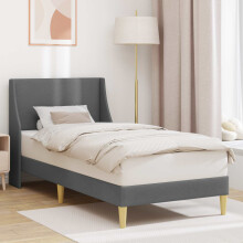 vidaXL Bed Frame with Headboard Dark Grey 90 x 190 cm Fabric