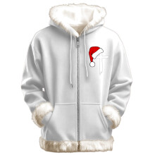 Christmas Hoodie Unisex Faux Fur Trim S White