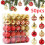Christmas Tree Balls Red Gold Plastic 1.57 Inch 1