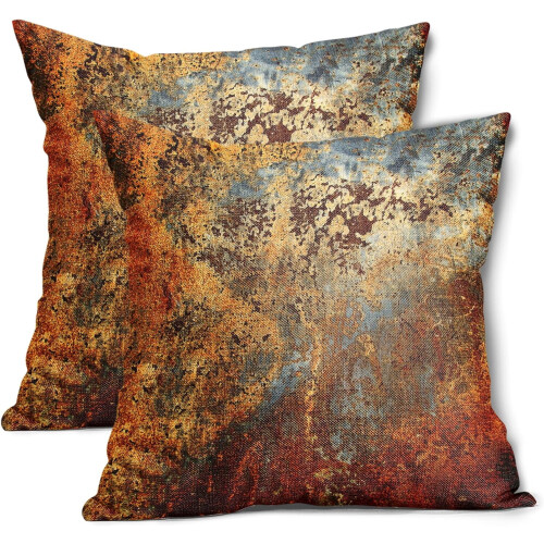 Rust Metal Pillow Covers 18x18 Brown Gold Rusty Copper