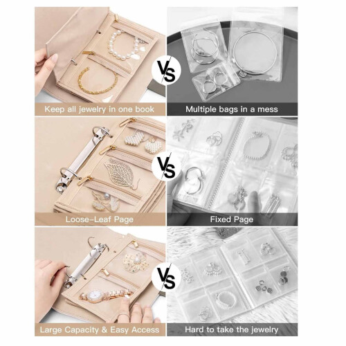 Leather Portable Book Organizer with Zipper Pouches and 2