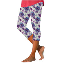 Women's High-Waist Printed Capri Leggings Grey