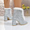 Women's Silver Chunky Heel Ankle Boot Round Toe PU Metallic 4